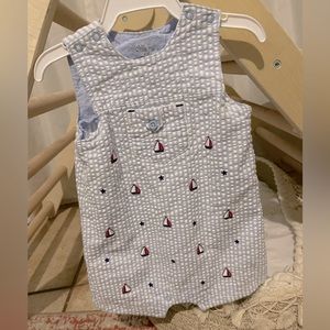 Baby boy sailboat smocked outfit embroidered boats